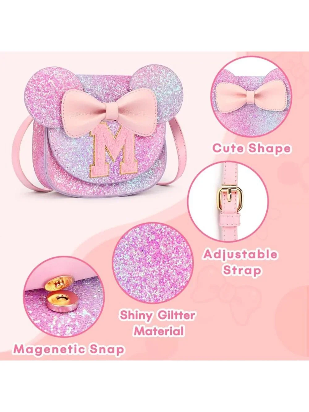 Purple Rainbow Toddler Purse for Girls 3-8 | Crossbody Bag & Wallet Gift